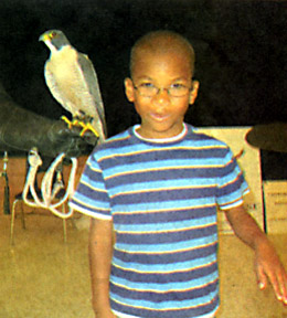 Student with Peregrine Falcon